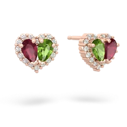 Ruby Halo 14K Rose Gold earrings E7008