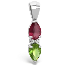 Ruby Bowtie Drop 14K White Gold pendant P0865