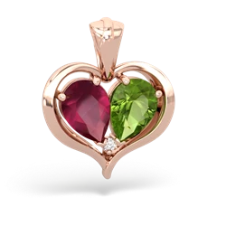 Ruby Two Become One 14K Rose Gold pendant P5330