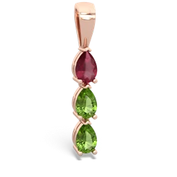 Ruby Dew Drops 14K Rose Gold pendant P2251