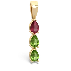 Ruby Dew Drops 14K Yellow Gold pendant P2251