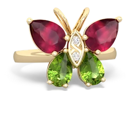 Ruby Butterfly 14K Yellow Gold ring R2215