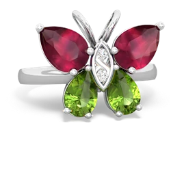 Ruby Butterfly 14K White Gold ring R2215