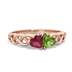 Ruby Heart To Heart Braid 14K Rose Gold ring R5870