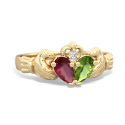 Ruby 'Our Heart' Claddagh 14K Yellow Gold ring R2388