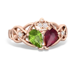 Ruby 'One Heart' Celtic Knot Claddagh 14K Rose Gold ring R5322