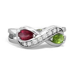 Ruby Diamond Infinity 14K White Gold ring R5390