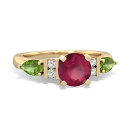 Ruby 6Mm Round Eternal Embrace Engagement 14K Yellow Gold ring R2005