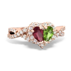 Ruby Diamond Twist 'One Heart' 14K Rose Gold ring R2640HRT