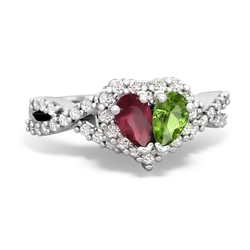 Ruby Diamond Twist 'One Heart' 14K White Gold ring R2640HRT