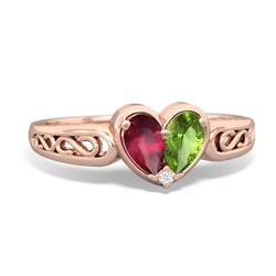Ruby Filligree 'One Heart' 14K Rose Gold ring R5070