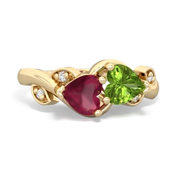 Ruby Floral Elegance 14K Yellow Gold ring R5790