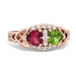 Ruby Sparkling Celtic Knot 14K Rose Gold ring R2645