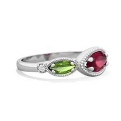 Ruby Milgrain Marquise 14K White Gold ring R5700