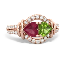 Ruby Art-Deco Keepsake 14K Rose Gold ring R5630