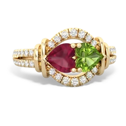 Ruby Art-Deco Keepsake 14K Yellow Gold ring R5630
