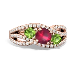 Ruby Three Stone Aurora 14K Rose Gold ring R3080
