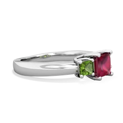 Ruby Three Stone Trellis 14K White Gold ring R4015