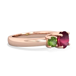 Ruby Three Stone Round Trellis 14K Rose Gold ring R4018