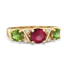 Ruby Hugs And Kisses 14K Yellow Gold ring R5016