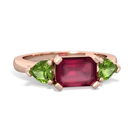 Ruby Three Stone 14K Rose Gold ring R5235