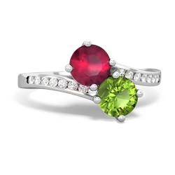 Ruby Channel Set Two Stone 14K White Gold ring R5303