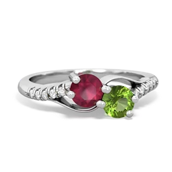 Ruby Infinity Pave Two Stone 14K White Gold ring R5285