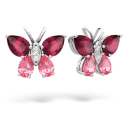 Ruby Butterfly 14K White Gold earrings E2215