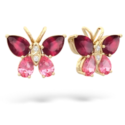 Ruby Butterfly 14K Yellow Gold earrings E2215