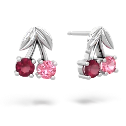 Ruby Sweet Cherries 14K White Gold earrings E7001