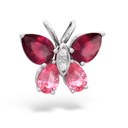 Ruby Butterfly 14K White Gold pendant P2215