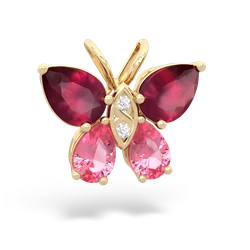 Ruby Butterfly 14K Yellow Gold pendant P2215