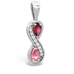 Ruby Diamond Infinity 14K White Gold pendant P5390