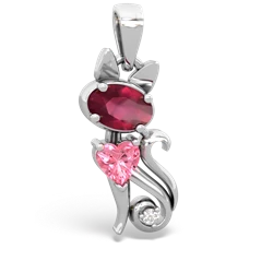 Ruby Kitten 14K White Gold pendant P5780