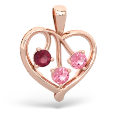 Ruby Glowing Heart 14K Rose Gold pendant P2233