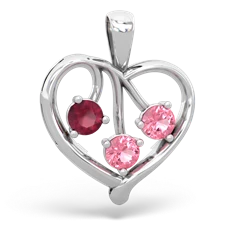 Ruby Glowing Heart 14K White Gold pendant P2233