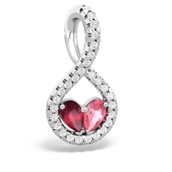 Ruby Pave Twist 'One Heart' 14K White Gold pendant P5360