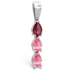 Ruby Dew Drops 14K White Gold pendant P2251