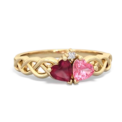 Ruby Heart To Heart Braid 14K Yellow Gold ring R5870