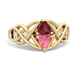 Ruby Keepsake Celtic Knot 14K Yellow Gold ring R5300