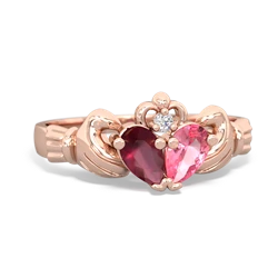 Ruby 'Our Heart' Claddagh 14K Rose Gold ring R2388