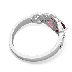 Ruby 'One Heart' Celtic Knot Claddagh 14K White Gold ring R5322