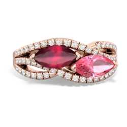 Ruby Diamond Rivers 14K Rose Gold ring R3070