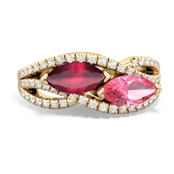 Ruby Diamond Rivers 14K Yellow Gold ring R3070