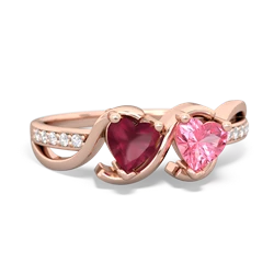 Ruby Side By Side 14K Rose Gold ring R3090