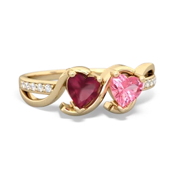 Ruby Side By Side 14K Yellow Gold ring R3090