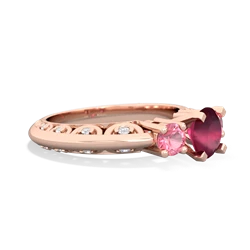 Ruby Art Deco Eternal Embrace Engagement 14K Rose Gold ring C2003