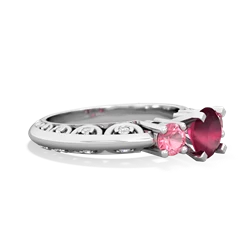 Ruby Art Deco Eternal Embrace Engagement 14K White Gold ring C2003