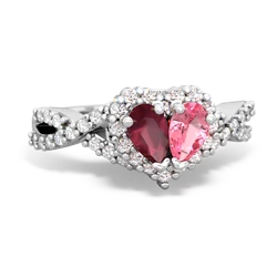 Ruby Diamond Twist 'One Heart' 14K White Gold ring R2640HRT