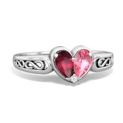 Ruby Filligree 'One Heart' 14K White Gold ring R5070